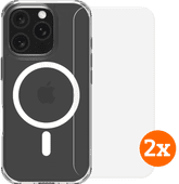 BlueBuilt Protective Back Cover met MagSafe iPhone 16 Pro + Screenprotector Glas Duo Pack Apple iPhone 16 Pro hoesje