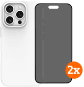 BlueBuilt Back Cover iPhone 16 Pro Wit + Privacy Filter Screenprotector Glas Duo Pack Apple iPhone 16 Pro hoesje