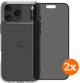 BlueBuilt Protective Cover iPhone 17 Pro Max Transparant + Privacy Protector Duo Pack BlueBuilt telefoonhoesje
