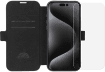 BlueBuilt Apple iPhone 16 Pro Max Book Case Leer Zwart + Screenprotector Glas Apple iPhone 16 Pro Max hoesje
