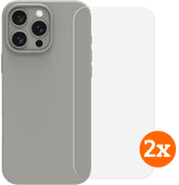 BlueBuilt Back Cover iPhone 16 Pro Max Grijs + Screenprotector Glas Duo Pack Apple iPhone 16 Pro Max hoesje