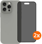 BlueBuilt Back Cover iPhone 16 Pro Max Grijs + Privacy Filter Screenprotector Duo Pack Apple iPhone 16 Pro Max hoesje