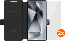 BlueBuilt Samsung Galaxy S25 Ultra Book Case Zwart + Screenprotector Glas Duo Pack BlueBuilt telefoonhoesje