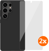 BlueBuilt Samsung Galaxy S25 Ultra Back Cover Zwart + Screenprotector Glas Duo Pack BlueBuilt telefoonhoesje