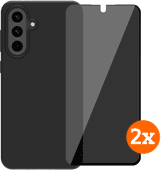 BlueBuilt Samsung Galaxy A56 Back Cover Zwart + Privacy Filter Screenprotector Duo Pack BlueBuilt telefoonhoesje