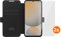 BlueBuilt Samsung Galaxy S25 FE Book Case Zwart + Screenprotector Glas Duo Pack Telefoon accessoire aanbieding