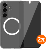 BlueBuilt Protective Cover Magneet Galaxy S25 Transparant + Privacy Protector Duo Pack BlueBuilt telefoonhoesje