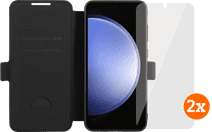 BlueBuilt Book Case Samsung Galaxy S24 FE Leer zwart + Screenprotector Glas Duo Pack Book case