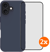 BlueBuilt Protective Back Cover iPhone 17 Blauw + Screenprotector Glas Duo Pack BlueBuilt telefoonhoesje