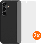 BlueBuilt Samsung Galaxy S25 Back Cover Zwart + Screenprotector Glas Duo Pack BlueBuilt telefoonhoesje