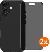 BlueBuilt Back Cover iPhone 17 Zwart + Privacy Filter Screenprotector Duo Pack Duurzaam telefoonhoesje