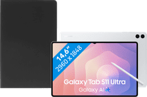 Samsung Galaxy Tab S11 Ultra 14,6 inch 512GB Wifi Zilver + BlueBuilt Book Case Zwart Tablet voor studie & zakelijk gebruik