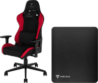 Vortech Essential Gamestoel Rood + Vortech Vloermat Zwart Gamestoel of racestoel