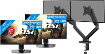 MSI MAG 271QPX QD-OLED Duo Pack + BlueBuilt Monitorarm Mechanische Veer voor 2 Monitoren Monitor met VESA mount