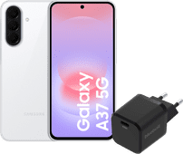 Samsung Galaxy A37 128GB Wit 5G + BlueBuilt Oplader met Usb C Poort 45W Zwart Samsung Galaxy A37