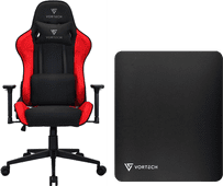 Vortech Essential Gamestoel Rood + Vortech Vloermat Zwart Gamestoel of racestoel