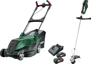 Bosch AdvancedRotak 36V-44-750 + Bosch AdvancedGrassCut 36V-33 + 4,0 Ah Accu (2x)