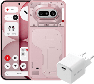 Nothing Phone (4a) 256GB Roze 5G + BlueBuilt Oplader met Usb C Poort 45W Wit