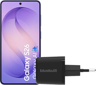 Samsung Galaxy S26 256GB Donkerblauw 5G + BlueBuilt Oplader 45 Watt Zwart