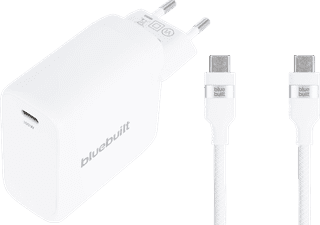 BlueBuilt 100W GaN USB-C Charger White + USB-C cable 240W 2m Nylon White