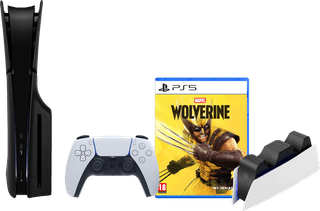 PlayStation 5 Slim Disc Edition + Marvel's Wolverine + Covers Zwart + Oplaadstation