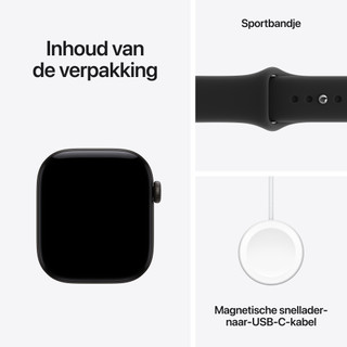 Apple Watch Series 12 42mm Zwart Sportband S/M