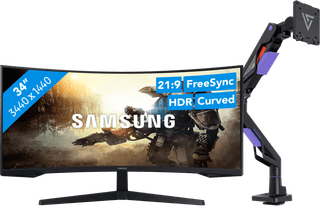 Samsung Odyssey G5 LC34G55TWWPXEN Curved + Vortech Monitorarm met Gasveer
