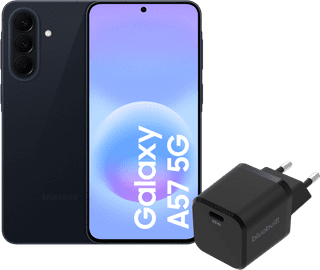 Samsung Galaxy A57 128GB Donkerblauw 5G + BlueBuilt Oplader met Usb C Poort 45W Zwart