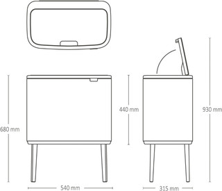 Brabantia Bo Touch Bin Prullenbak 3 x 11 liter Soft Beige