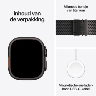 Apple Watch Ultra 4 Cellular 49mm Zwart Milanese Band L