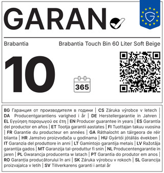 Brabantia Touch Bin 60L Soft Beige