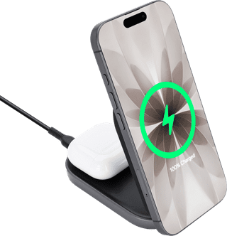 BlueBuilt 2-in-1 Draadloze Oplader met MagSafe en Qi2 25W Zwart