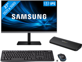 Samsung LS27R650 StarTech usb-A dock + Logitech wireless toetsenbord en muis QWERTY