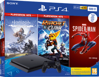 Sony PlayStation 4 Slim 500GB - Horizon Zero Dawn - Ratchet & Clank - Marvel's Spider-Man