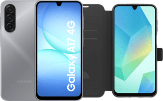 Samsung Galaxy A17 128GB Grijs 5G + BlueBuilt Book Case Zwart