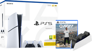 PlayStation 5 Slim Disc Edition + FC 27 + Extra Controller Wit + Oplaadstation