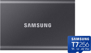Samsung T7 Portable SSD 4TB Grijs + Samsung MicroSDXC T7 256GB 170MB/s
