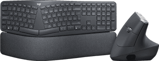 Logitech K860 + Logitech MX Vertical Ergo Muis