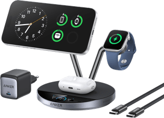 Anker Prime 3-in-1 MagGo en Qi2.2 Draadloze Oplader 25W Zwart