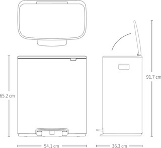 Brabantia Bo Prullenbak 60 Liter Soft Grey