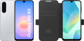 Samsung Galaxy A18 128GB Zilver 4G + BlueBuilt Book Case Zwart