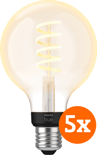 Philips Hue Filament Light White Ambiance Globe E27 5-pack