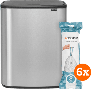 Brabantia Bo Touch Bin 2 x 30 Litres Steel Fingerprint Proof