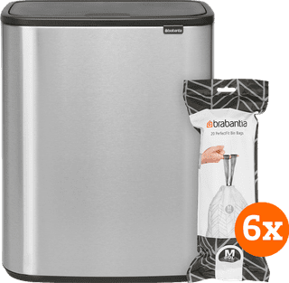 Brabantia Bo Touch Bin 60 Liter Rvs Fingerprint Proof + Vuilniszakken (120 stuks)