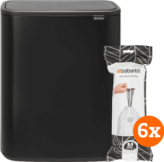 Brabantia Bo Touch Bin 60 Liter Matt Black + Vuilniszakken (120 stuks)
