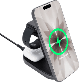 BlueBuilt 3-in-1 Draadloze Oplader met MagSafe en Qi2 25W Zwart