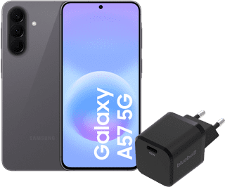 Samsung Galaxy A57 256GB Grijs 5G + BlueBuilt Oplader met Usb C Poort 45W Zwart