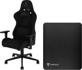 Vortech Essential Gamestoel Zwart + Vortech Vloermat Zwart