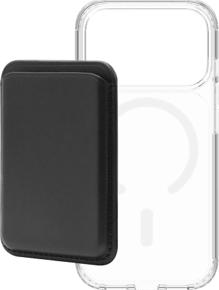 BlueBuilt MagSafe Hoesje iPhone 18 Pro Transparant + Kaarthouder Leer Zwart