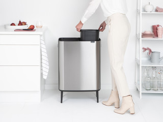 Brabantia Bo Touch Bin Hi Trash Can 2x 30L Matte Steel Fingerprint Proof